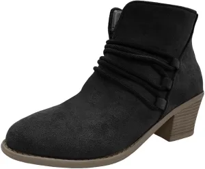 AMDBEL Booties for Women Dressy 2024 Ankle Boots Fashion Low Heel Side Zipper Pointd Toe Suede Fall Winter Short Boots Shoes