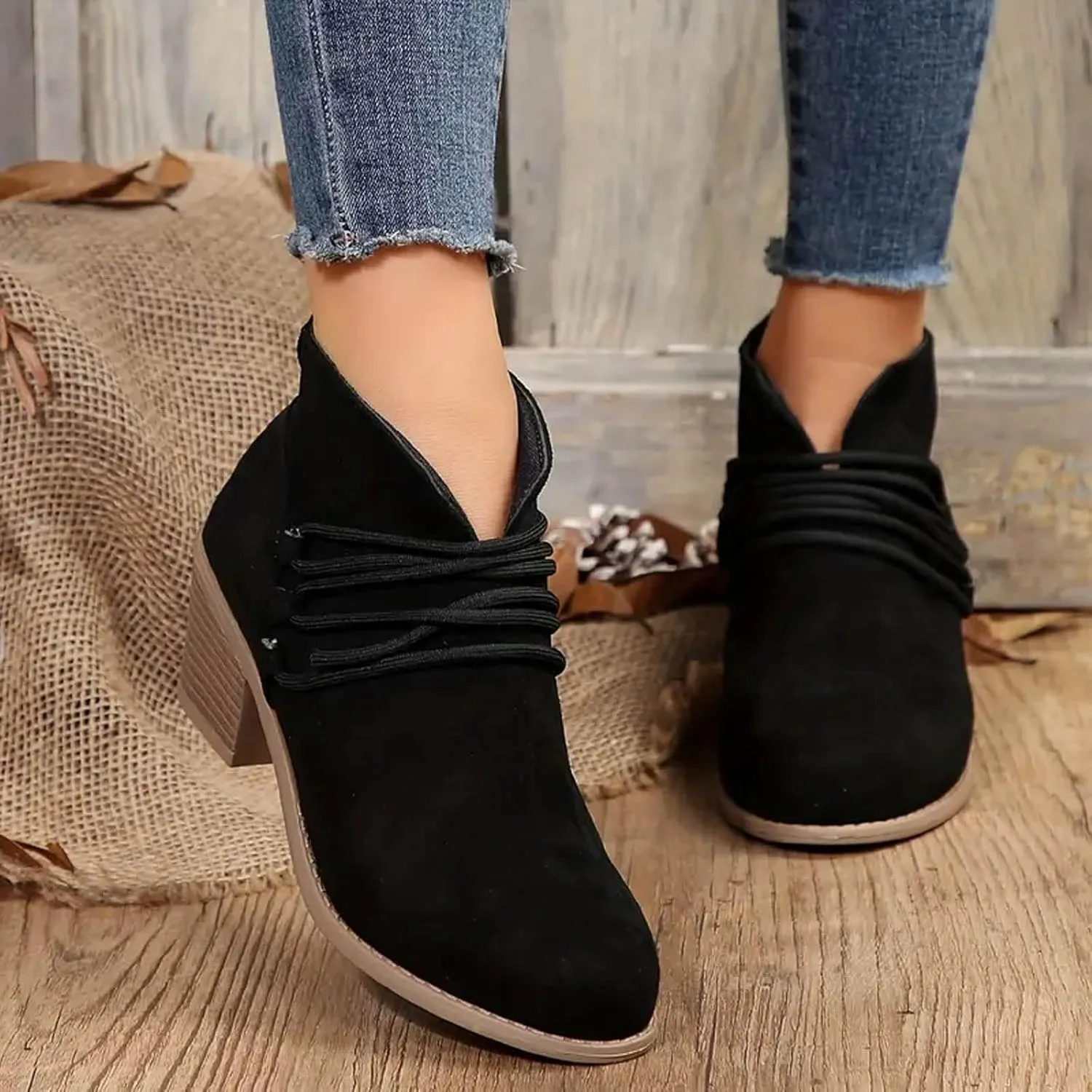 AMDBEL Booties for Women Dressy 2024 Ankle Boots Fashion Low Heel Side Zipper Pointd Toe Suede Fall Winter Short Boots Shoes
