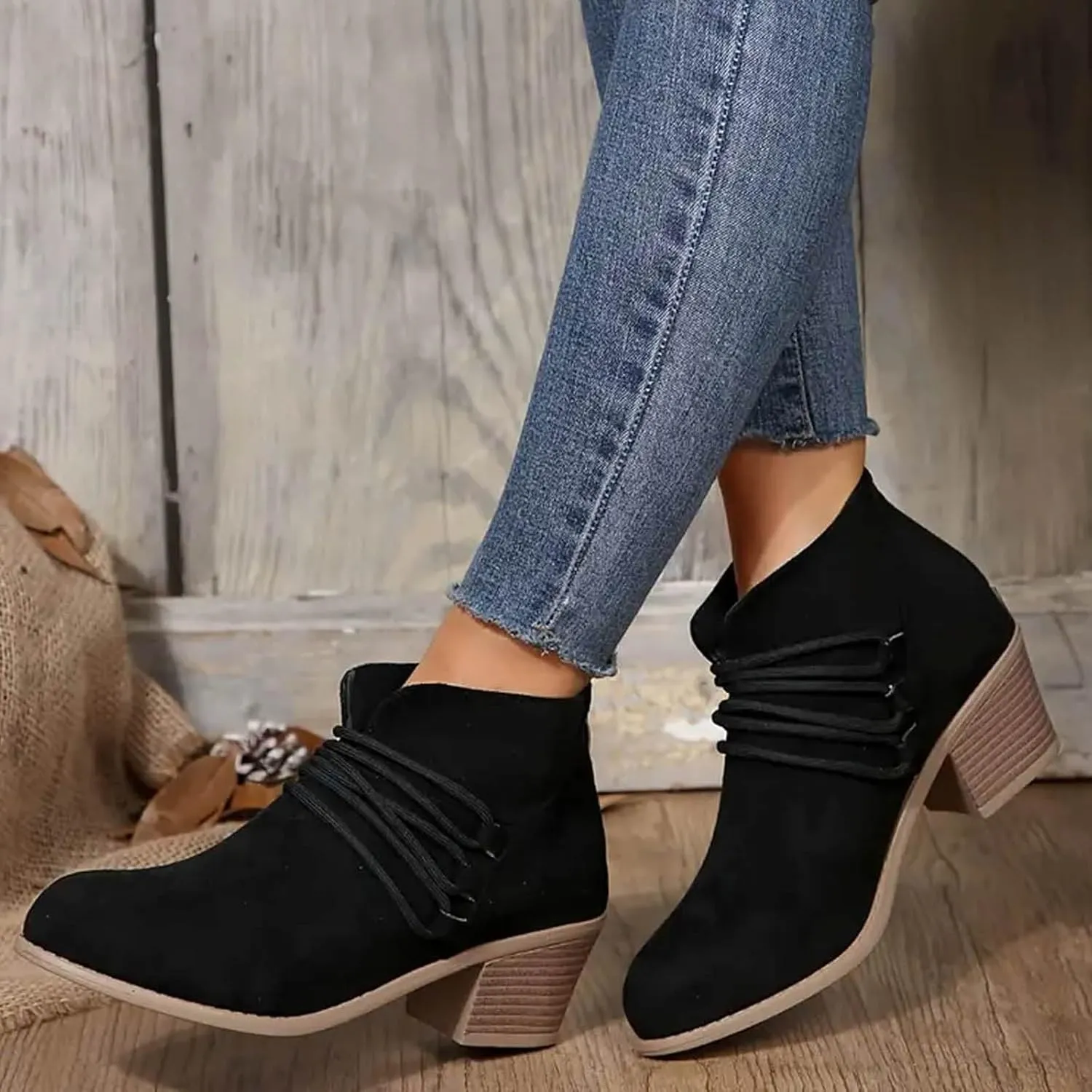 AMDBEL Booties for Women Dressy 2024 Ankle Boots Fashion Low Heel Side Zipper Pointd Toe Suede Fall Winter Short Boots Shoes