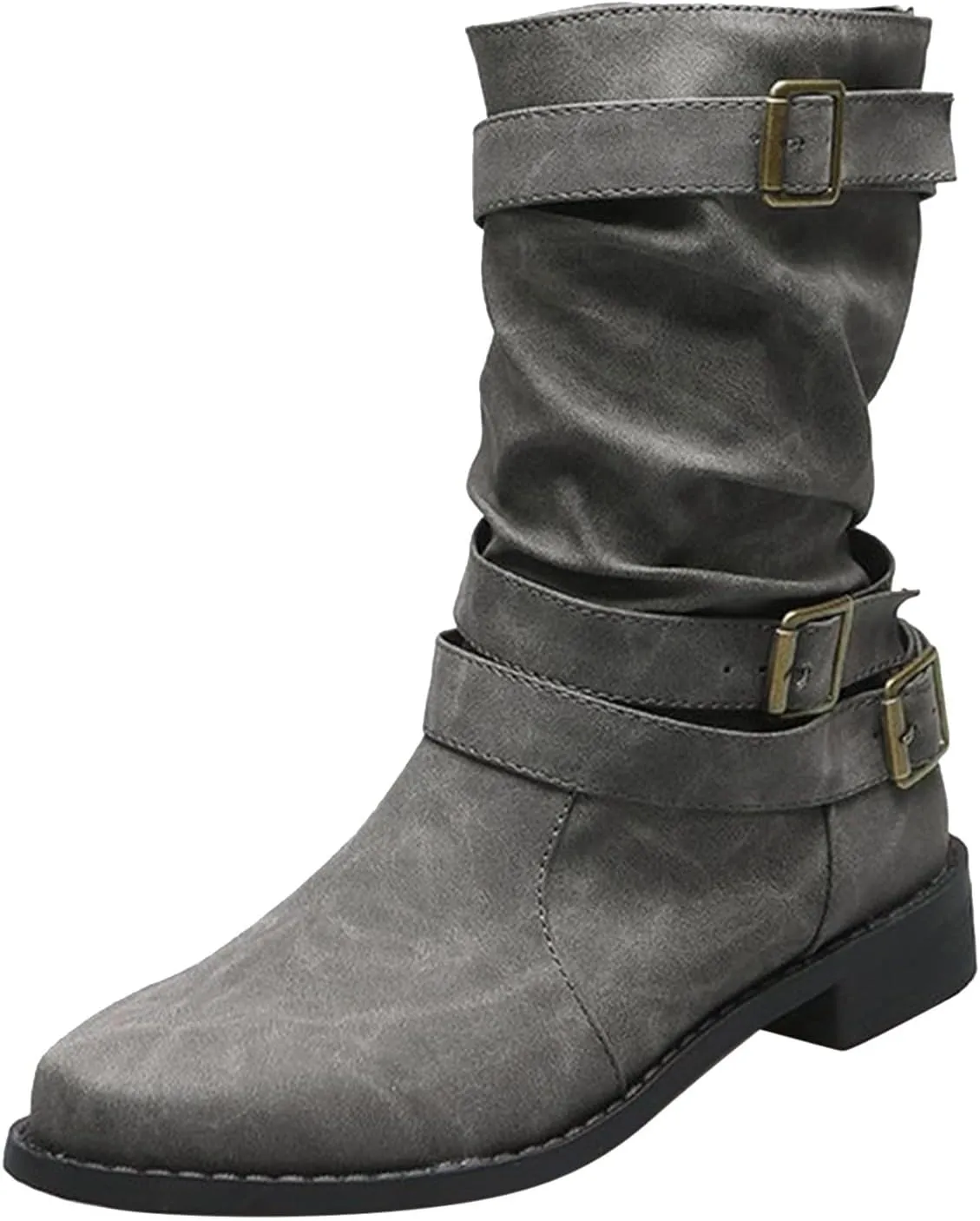 AMDBEL Booties for Women Dressy 2024 Ankle Boots Low Heel Slip On Boots Winter Ladies Mid Calf Booties Shoes