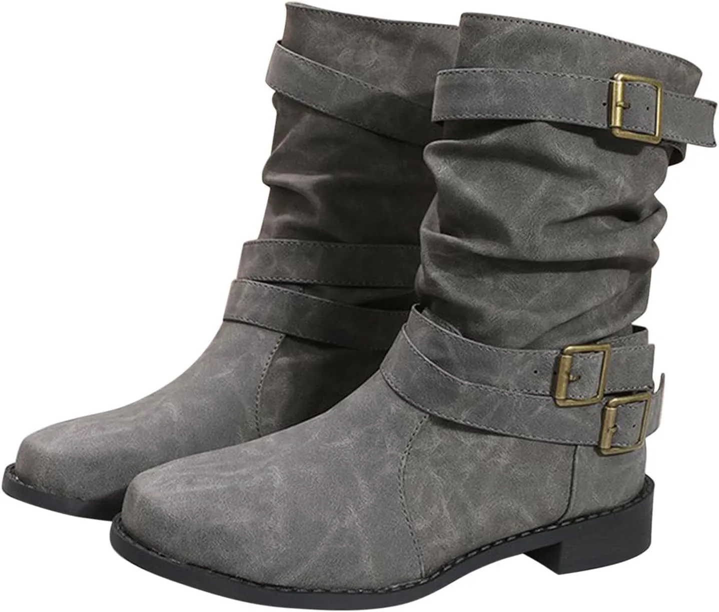 AMDBEL Booties for Women Dressy 2024 Ankle Boots Low Heel Slip On Boots Winter Ladies Mid Calf Booties Shoes