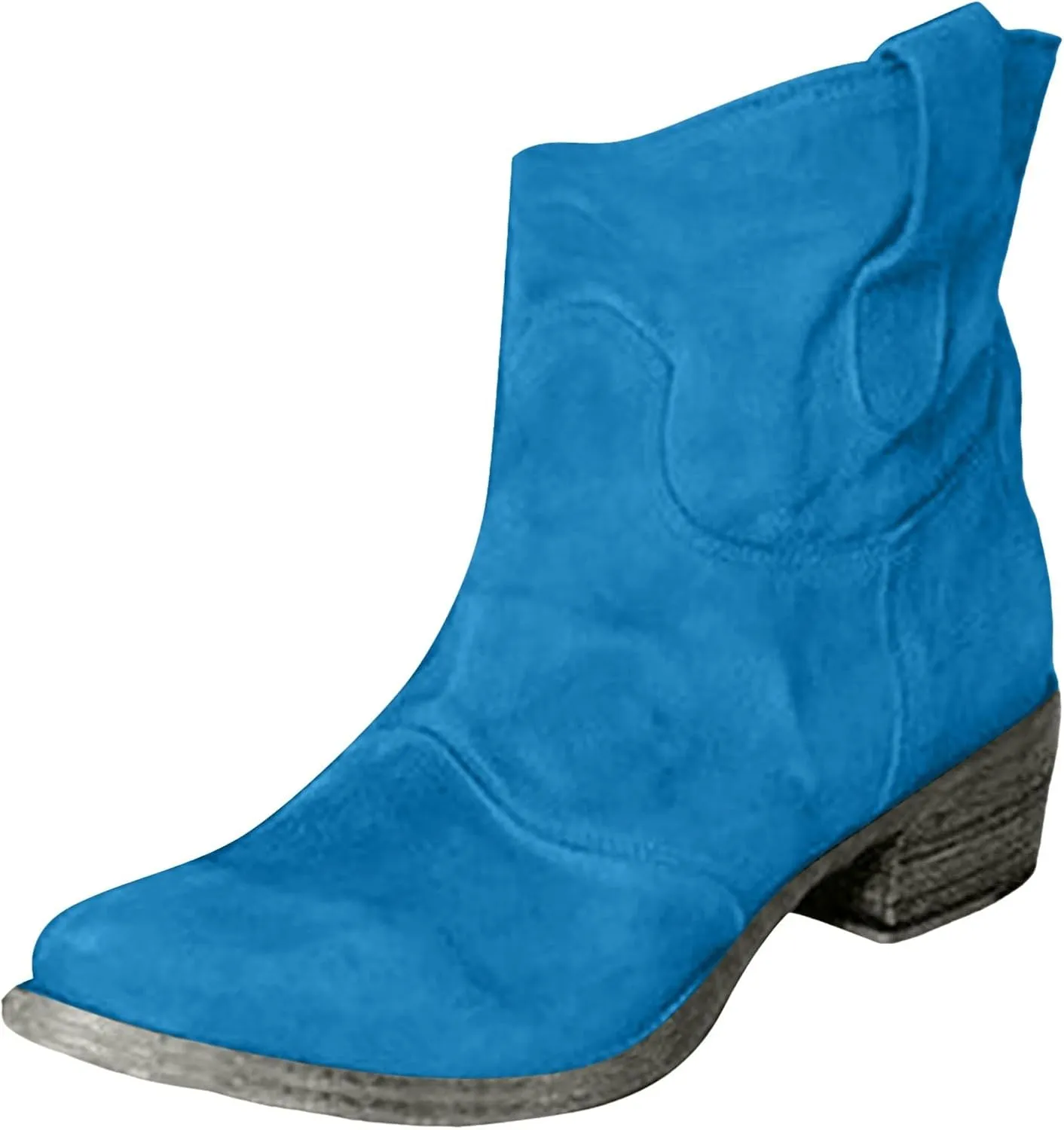 AMDBEL Boots for Women Ankle Booties, Women's Ankle Boots Chunky Low Heel Suede Mid Calf Zipper Cowboy Boots Winter Booties