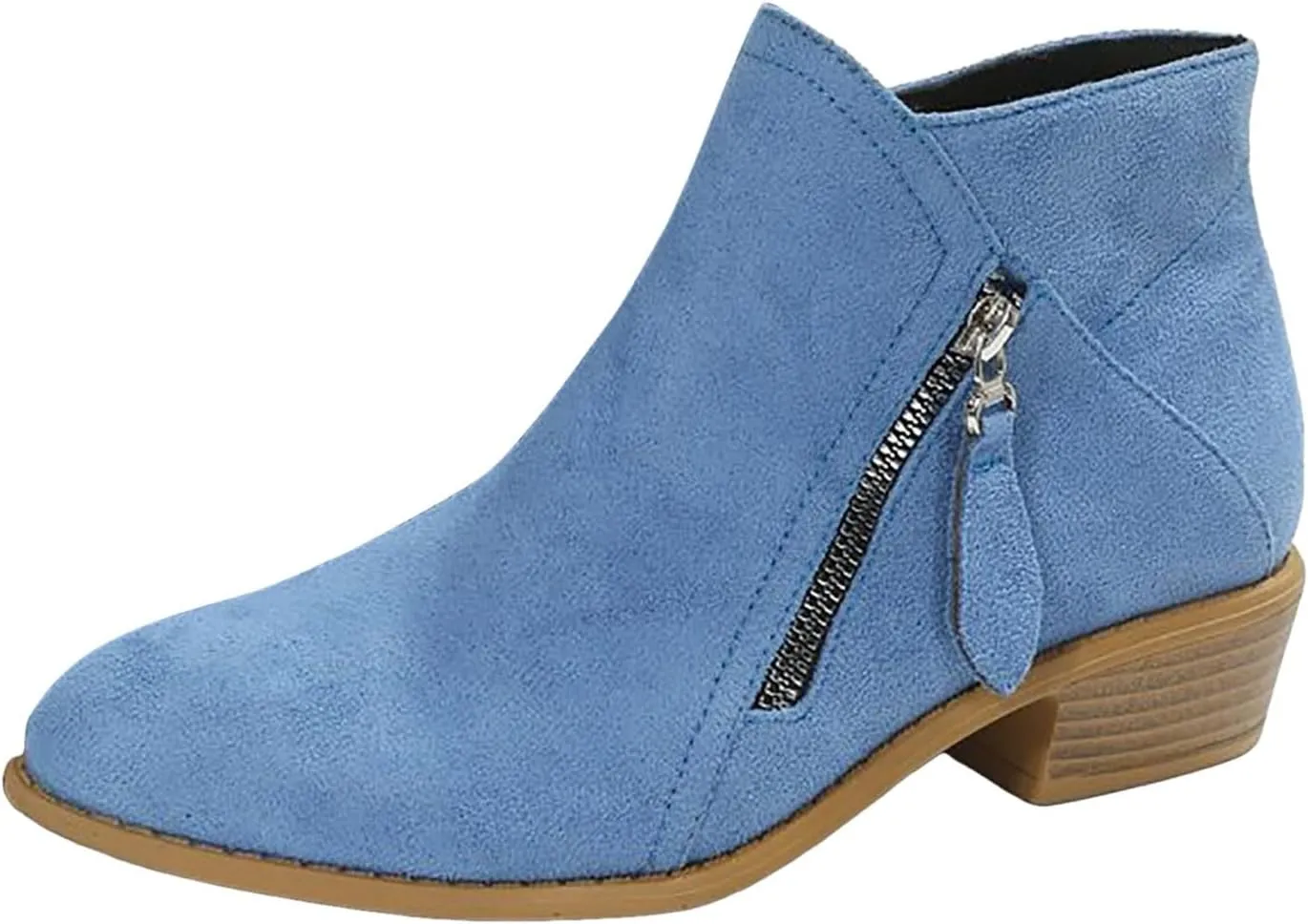 AMDBEL Boots for Women Ankle Booties, Women's Ankle Boots Slip on Pointed Toe Low Heel Side Zipper Suede Booties Winter Shoes