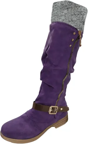 AMDBEL Boots for Women Knee High Wide Calf Boots Low Heel Boots Fashion Comfortable Zipper Long Boots Fall Winter Shoes