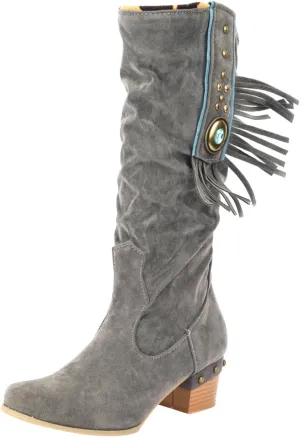 AMDBEL Boots for Women Knee High Wide Calf Boots Sexy Chunky High Heel Boots Fashion Suede Long Boots Fall Winter Shoes