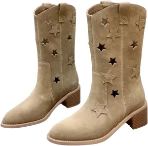 AMDBEL Fall Boots for Women 2024 Ankle Booties Low Heel Mid Calf Boots Fashion Cowboy Boots Pointed Toe Fall Winter Shoes