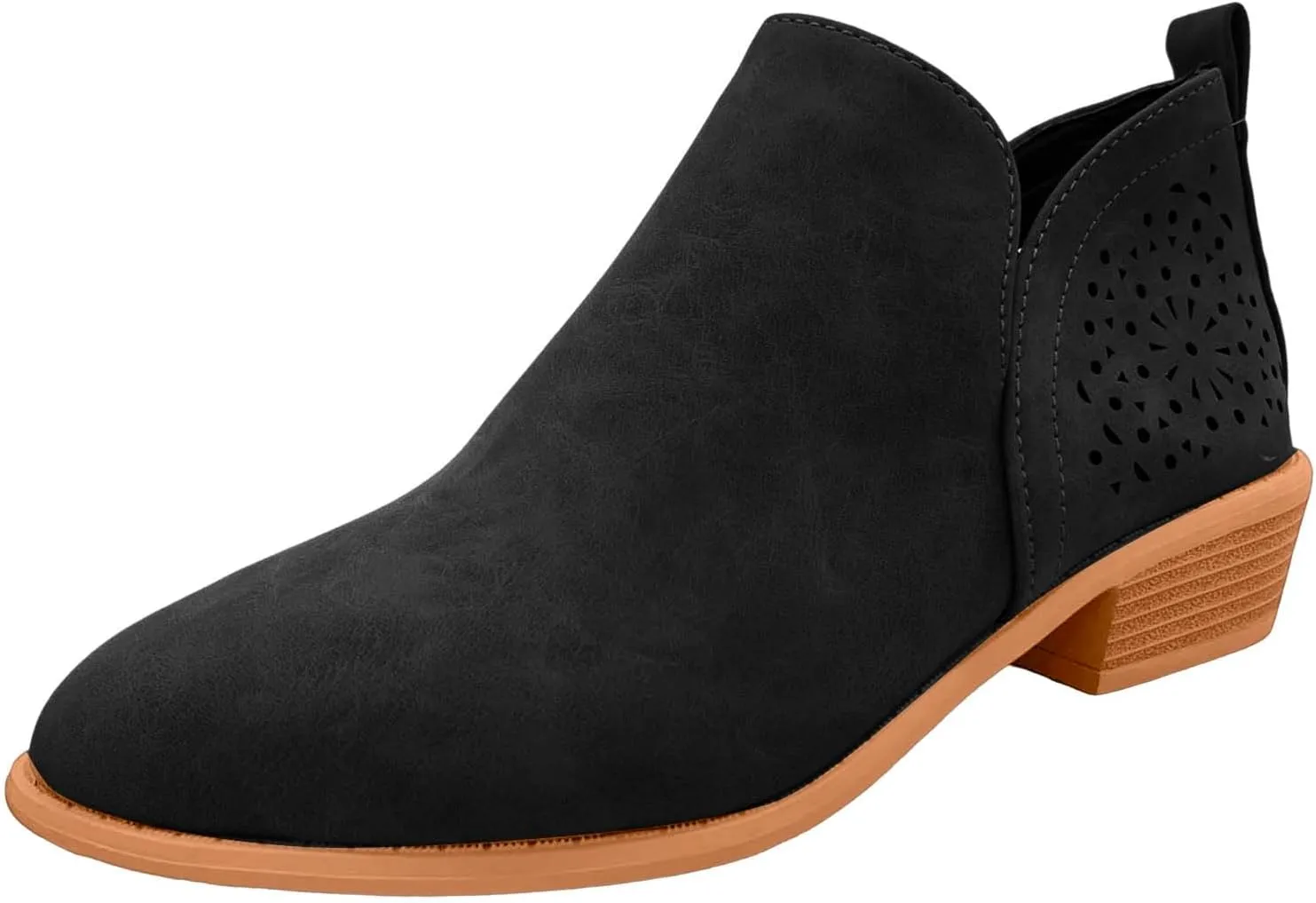 AMDBEL Fall Boots for Women 2024 Ankle Booties Low Heel Short Boots Chelsea Boots Hollow Out Pointd Toe Fall Winter Shoes