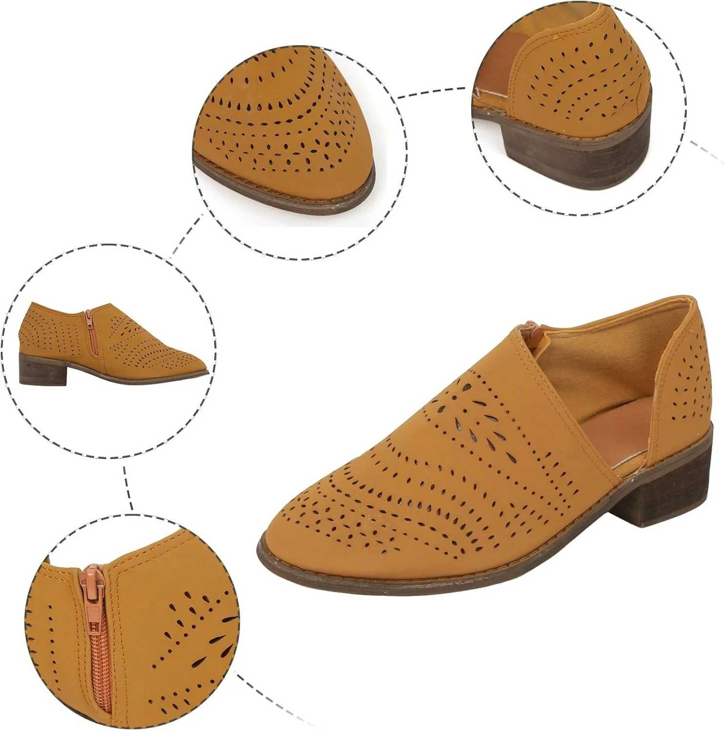 AMDBEL Fall Boots for Women 2024, Women's Ankle Boots Casual V Cut Slip On Low Heel Short Side Fall Winter Bootie Shoes