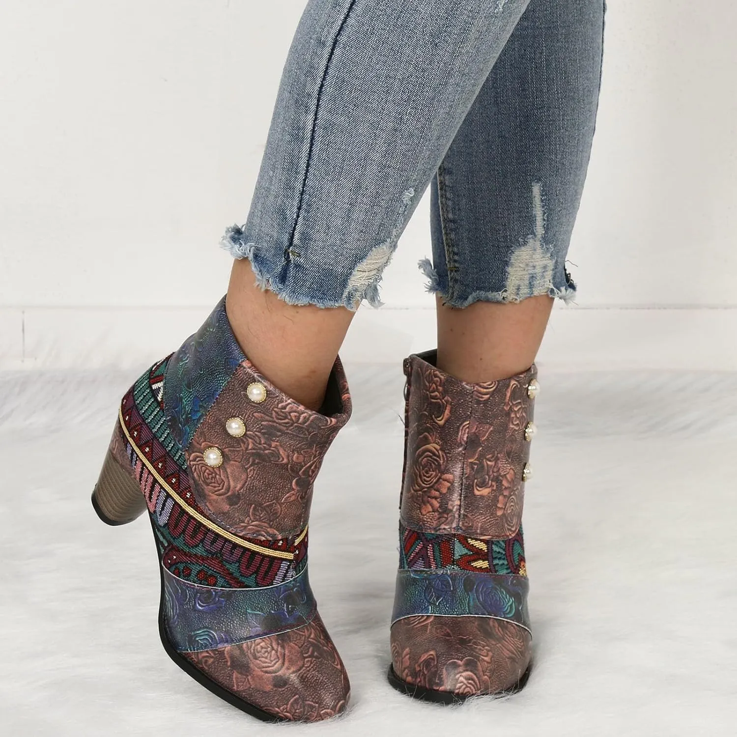 AMDBEL Fall Boots for Women 2024, Women's Ankle Boots Chunky High Heel Booties Fashionable Short Boots Winter Shoes