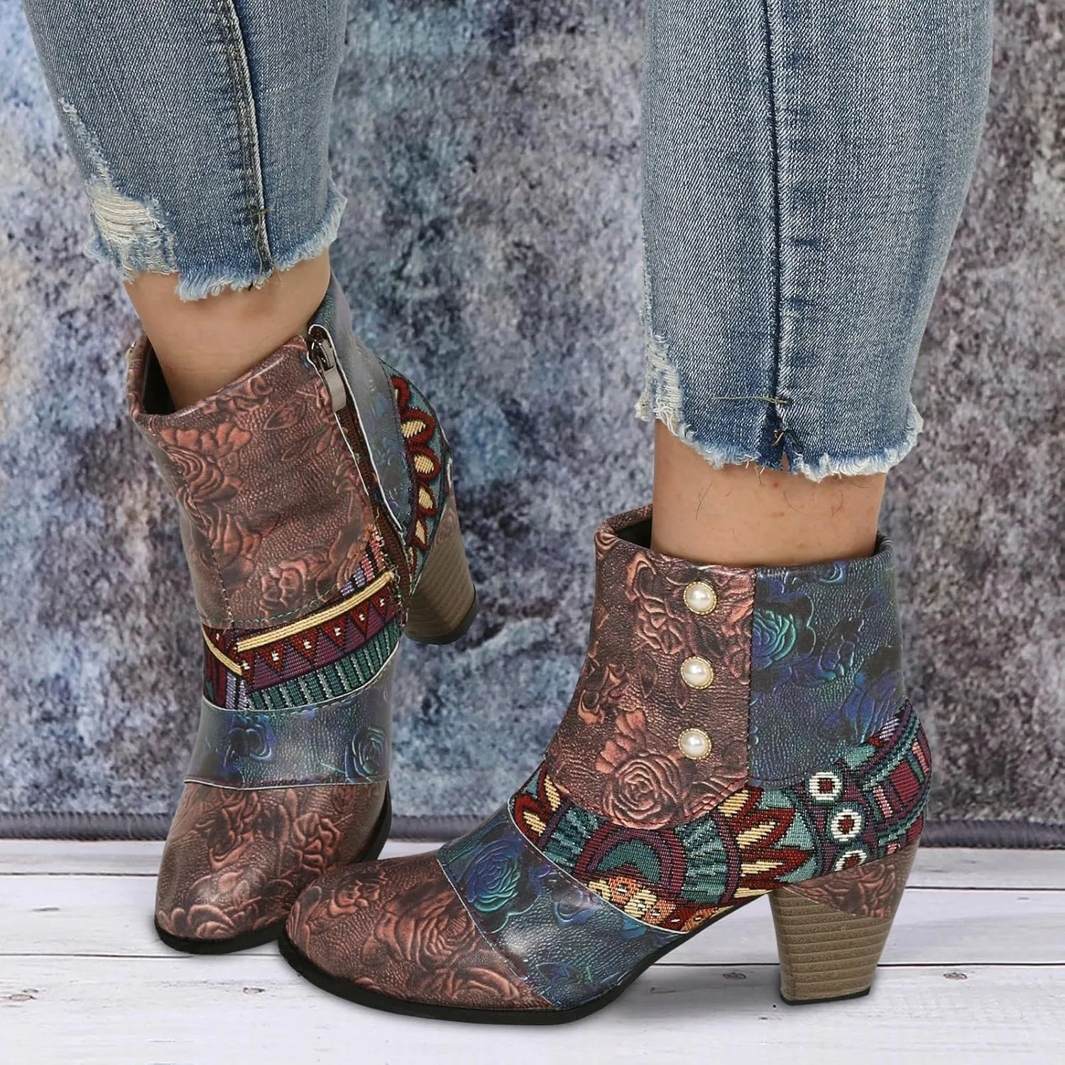 AMDBEL Fall Boots for Women 2024, Women's Ankle Boots Chunky High Heel Booties Fashionable Short Boots Winter Shoes