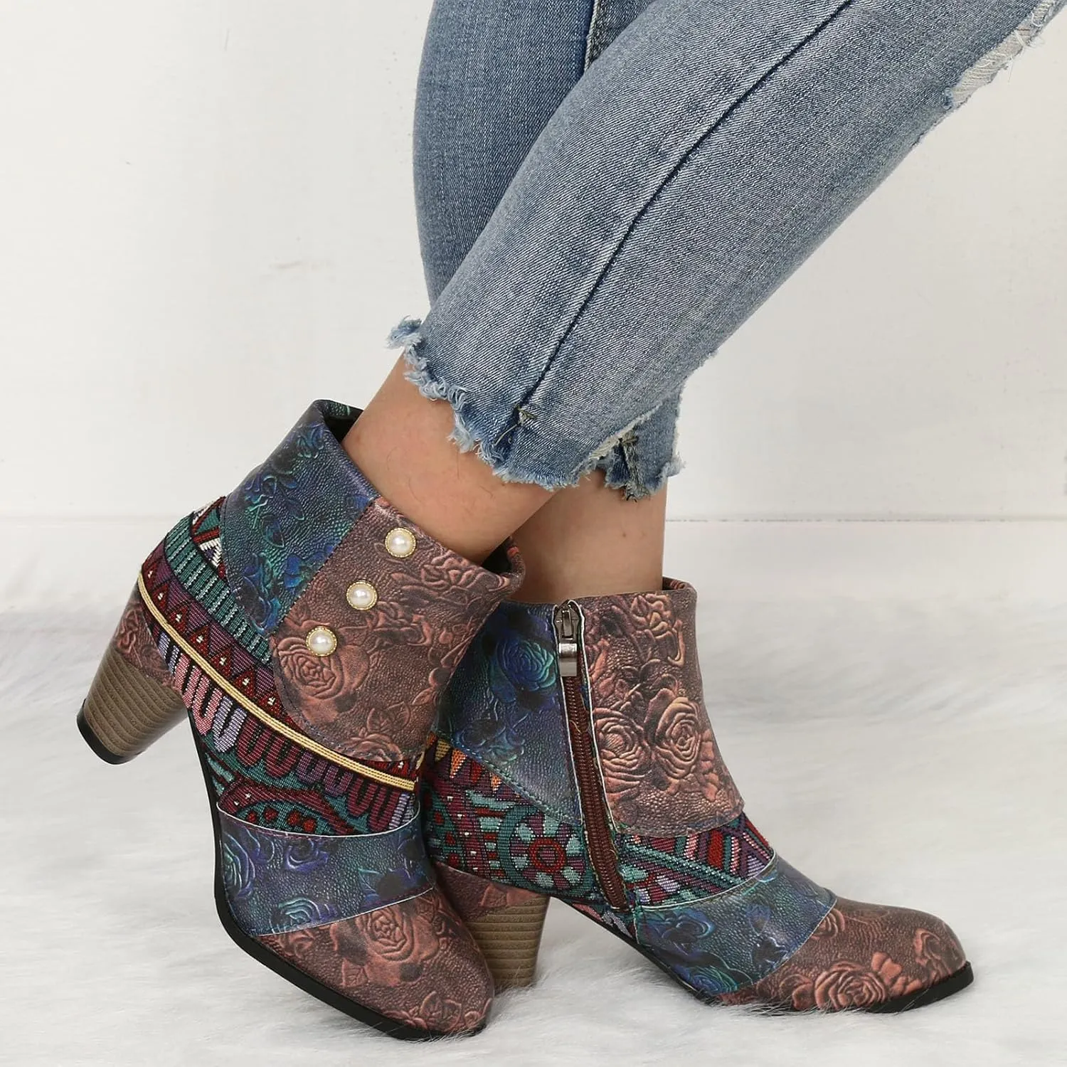AMDBEL Fall Boots for Women 2024, Women's Ankle Boots Chunky High Heel Booties Fashionable Short Boots Winter Shoes