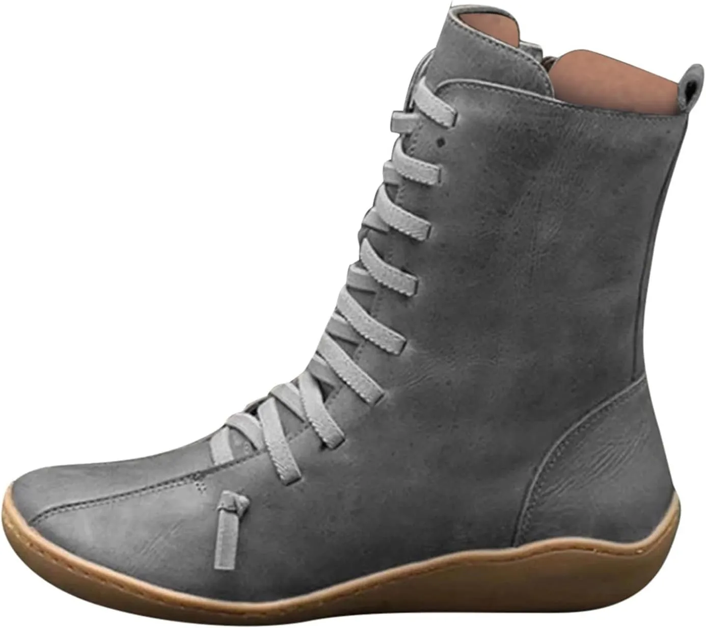 AMDBEL Fall Boots for Women 2024, Women's Ankle Boots Low Heel Arch Support Side Zipper Mid Calf Boots Walking Booties