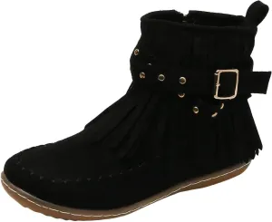 AMDBEL Fall Boots for Women 2024, Women's Ankle Boots Low Heel Side Zipper Tassel Flat Short Boots Casual Walking Booties