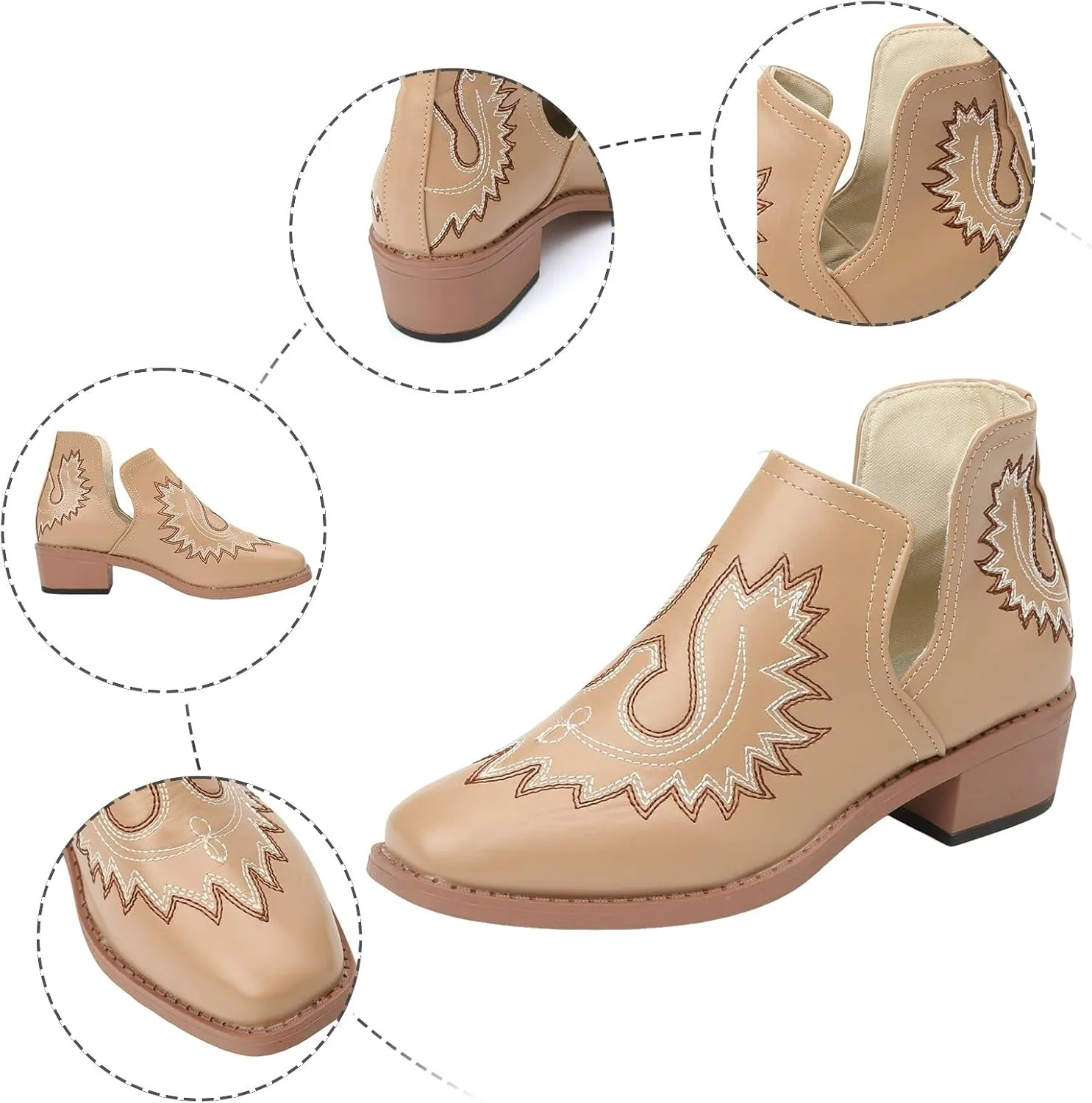 AMDBEL Fall Boots for Women 2024, Women's Ankle Boots Slip On Low Heel Stylish Western Short Boots Fall Winter Shoes