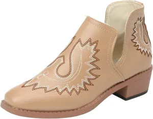 AMDBEL Fall Boots for Women 2024, Women's Ankle Boots Slip On Low Heel Stylish Western Short Boots Fall Winter Shoes