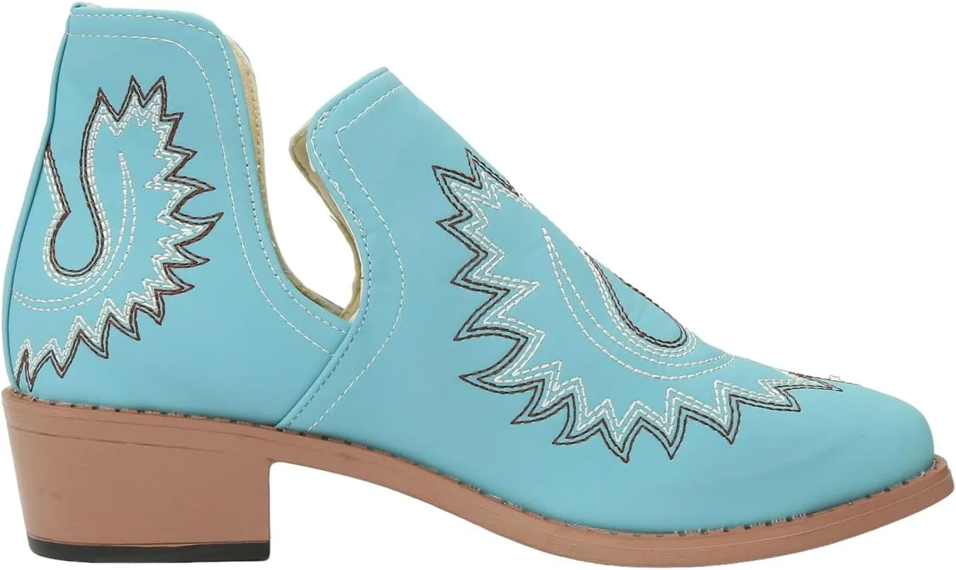 AMDBEL Fall Boots for Women 2024, Women's Ankle Boots Slip On Low Heel Stylish Western Short Boots Fall Winter Shoes