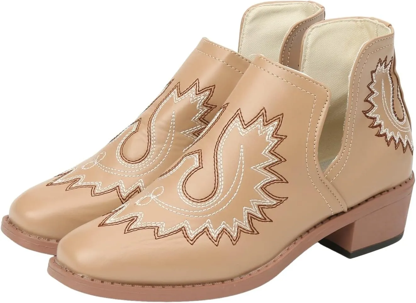 AMDBEL Fall Boots for Women 2024, Women's Ankle Boots Slip On Low Heel Stylish Western Short Boots Fall Winter Shoes