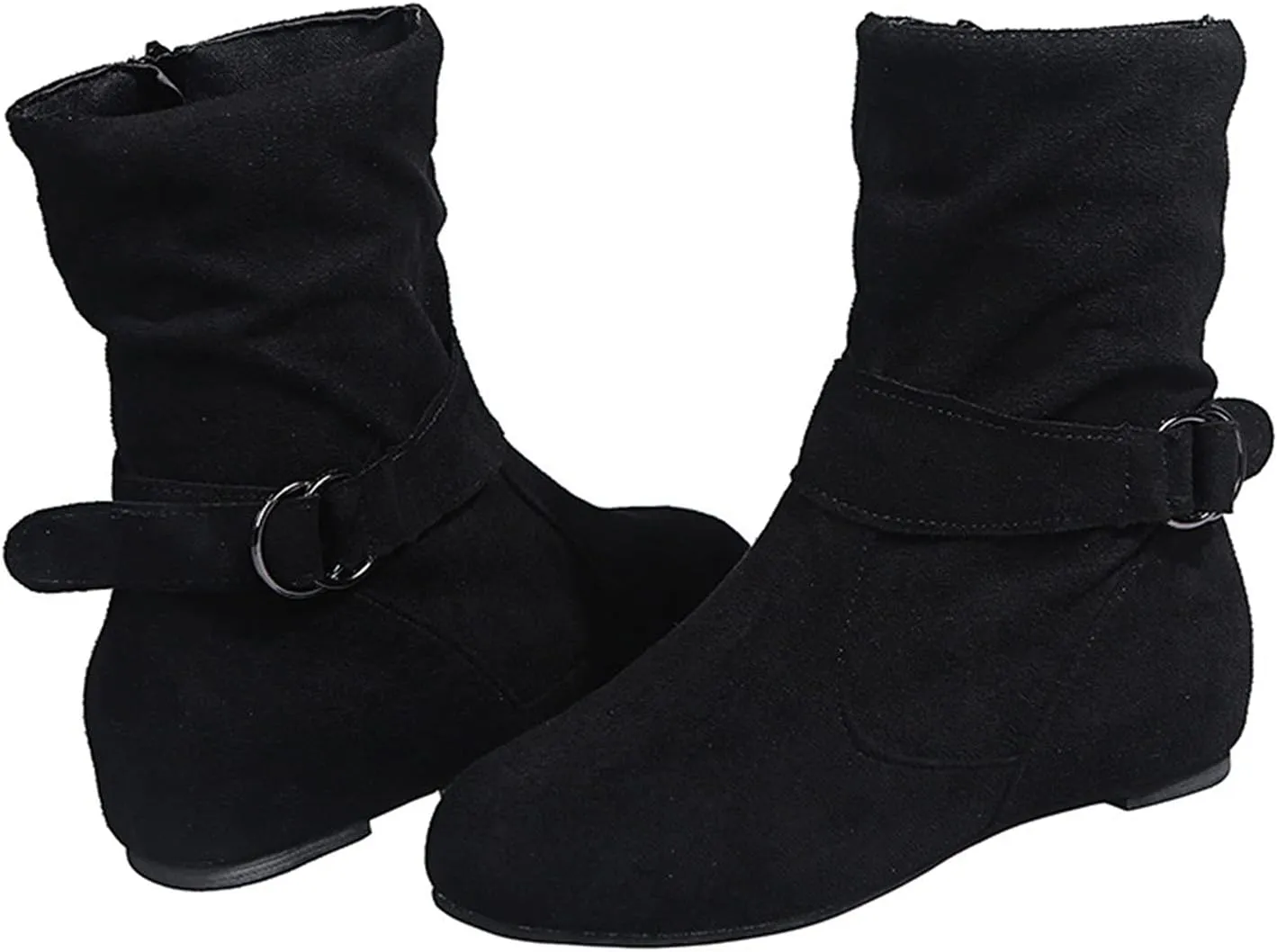 AMDBEL Fall Boots for Women 2024, Women's Boots Round Toe Mid Calf Boots Side Zipper Suede Winter Ladies Walking Shoes