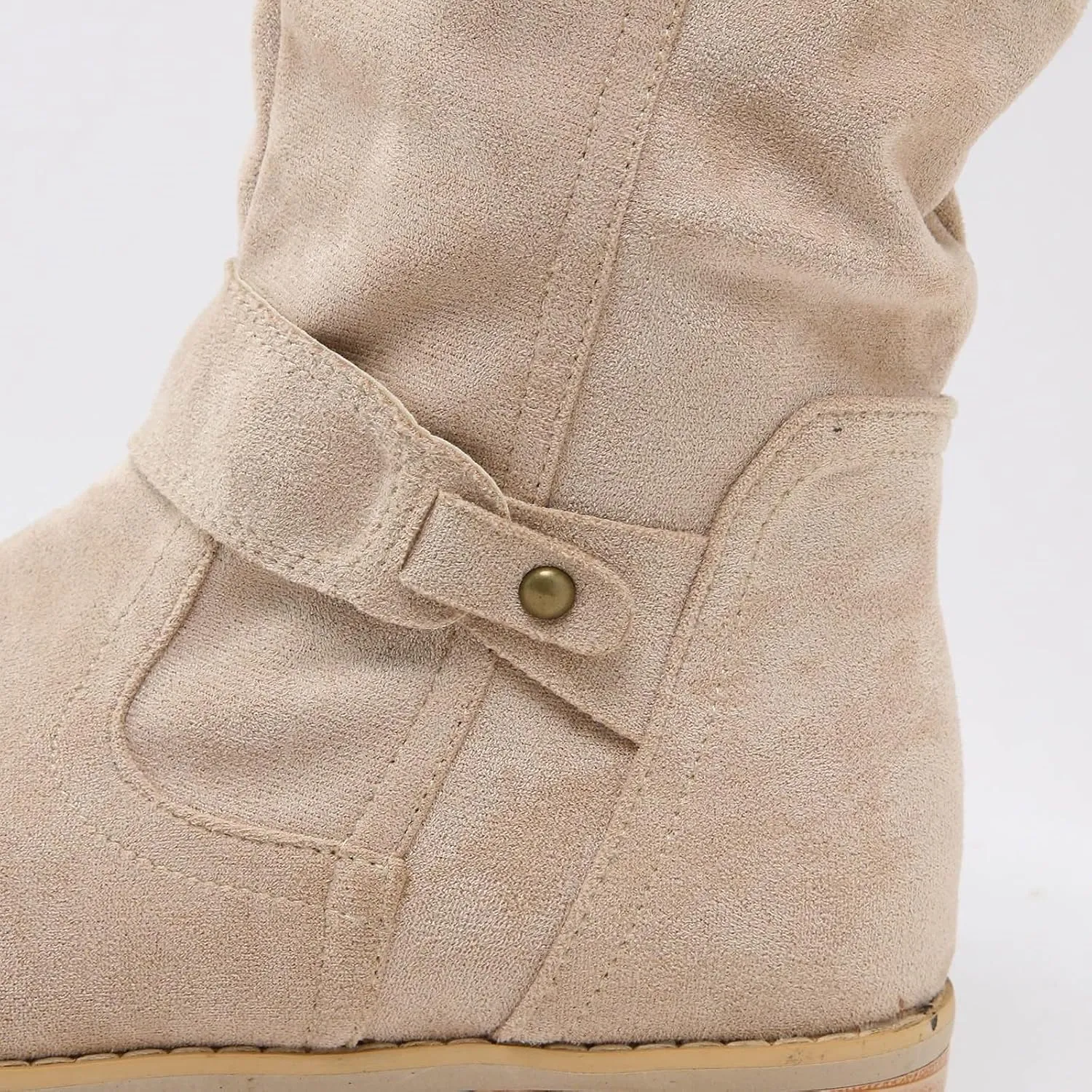 AMDBEL Fall Shoes for Women 2024 Low Heel Round Toe Suede Booties Comfortable Zipper Sexy Fall Winter Short Boots Shoes