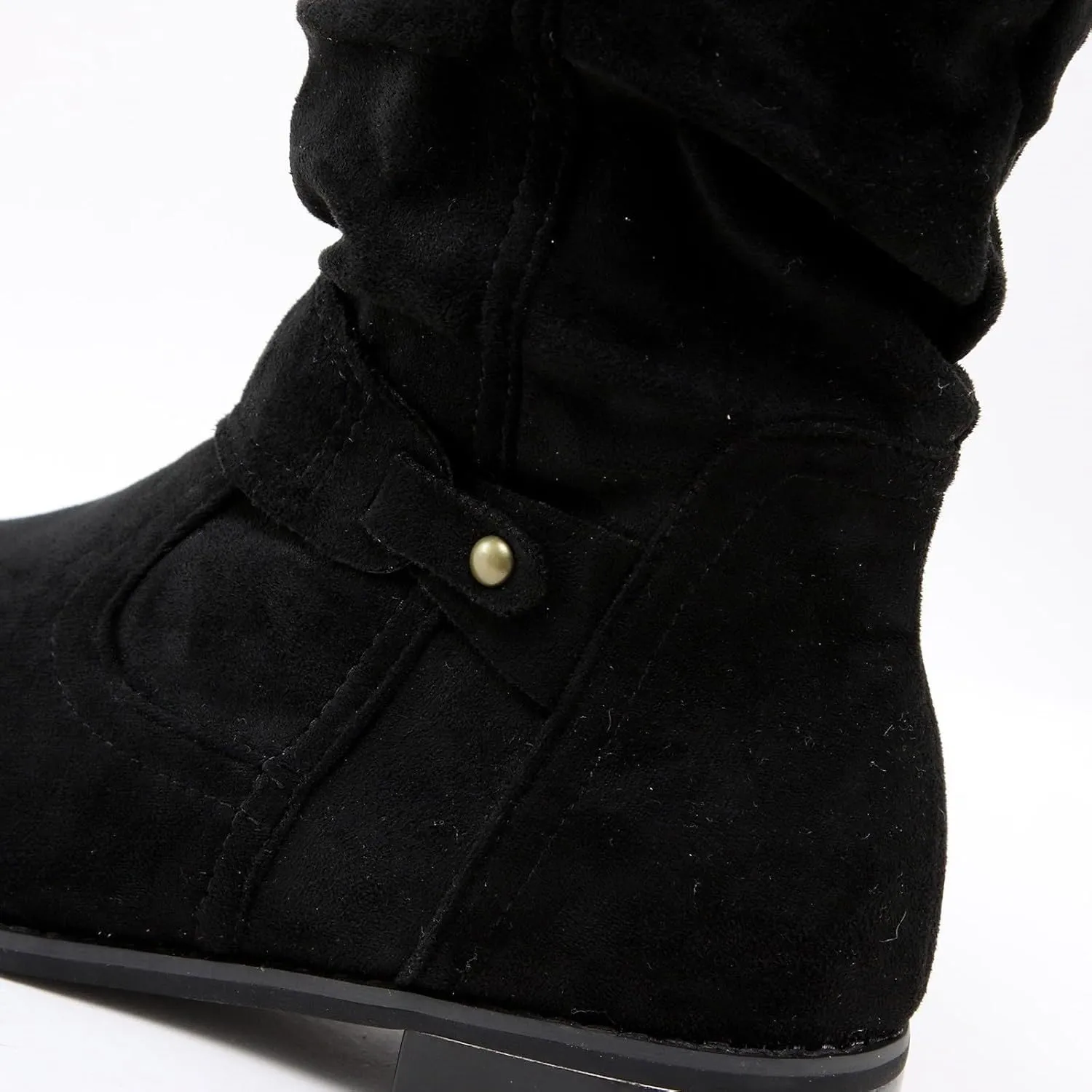 AMDBEL Fall Shoes for Women 2024 Low Heel Round Toe Suede Booties Comfortable Zipper Sexy Fall Winter Short Boots Shoes
