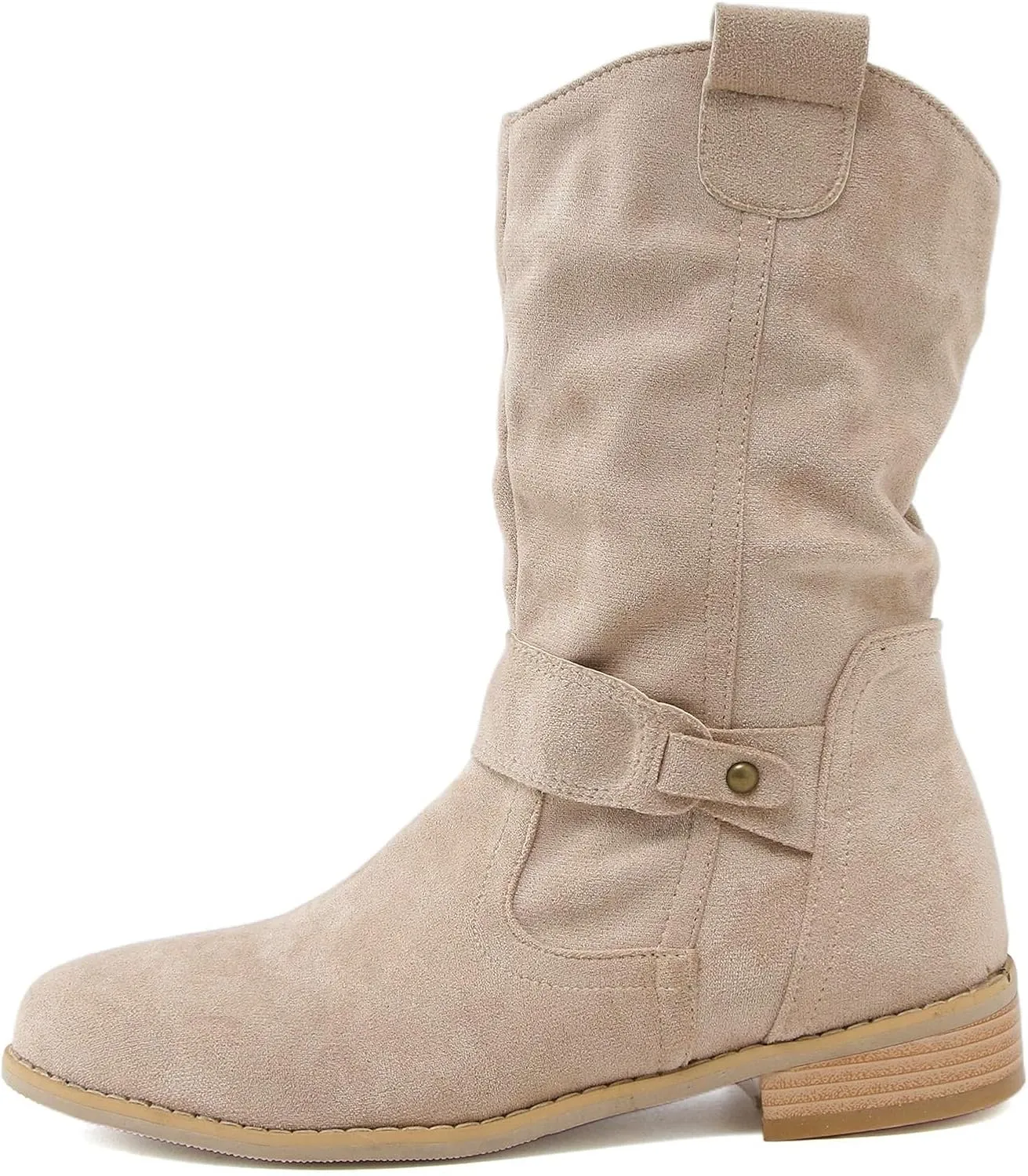 AMDBEL Fall Shoes for Women 2024 Low Heel Round Toe Suede Booties Comfortable Zipper Sexy Fall Winter Short Boots Shoes