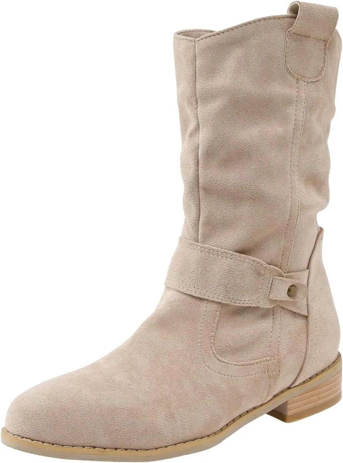 AMDBEL Fall Shoes for Women 2024 Low Heel Round Toe Suede Booties Comfortable Zipper Sexy Fall Winter Short Boots Shoes