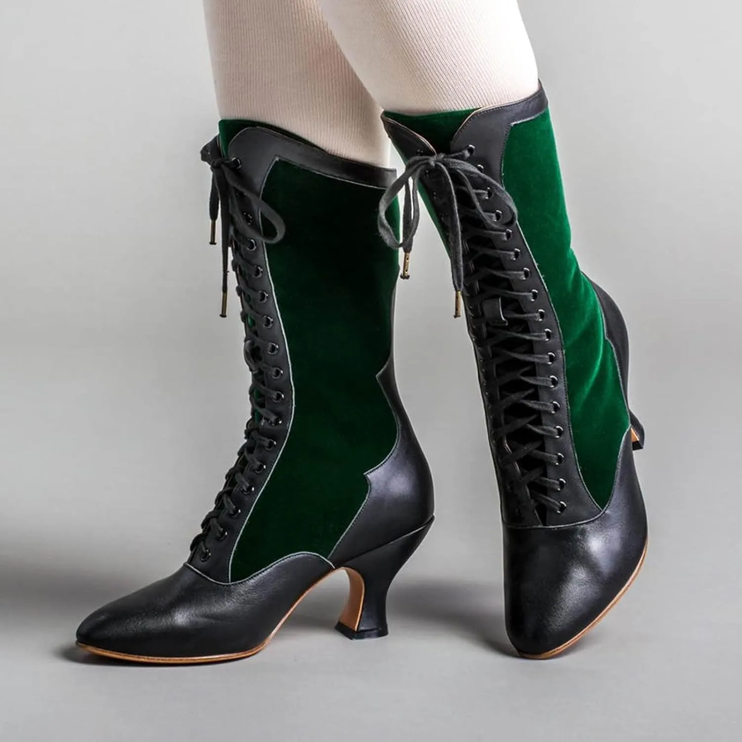 AMDBEL Mid Calf Boots for Women High Heel Fall Boots for Women 2024 Lace Up Sexy High Heel Pointed Toe Boots Winter Shoes