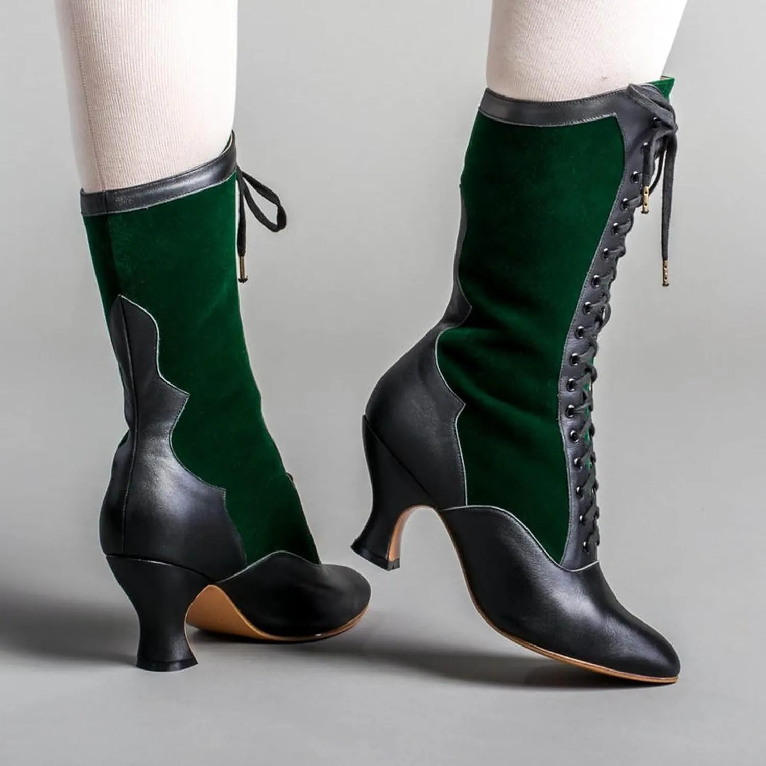 AMDBEL Mid Calf Boots for Women High Heel Fall Boots for Women 2024 Lace Up Sexy High Heel Pointed Toe Boots Winter Shoes