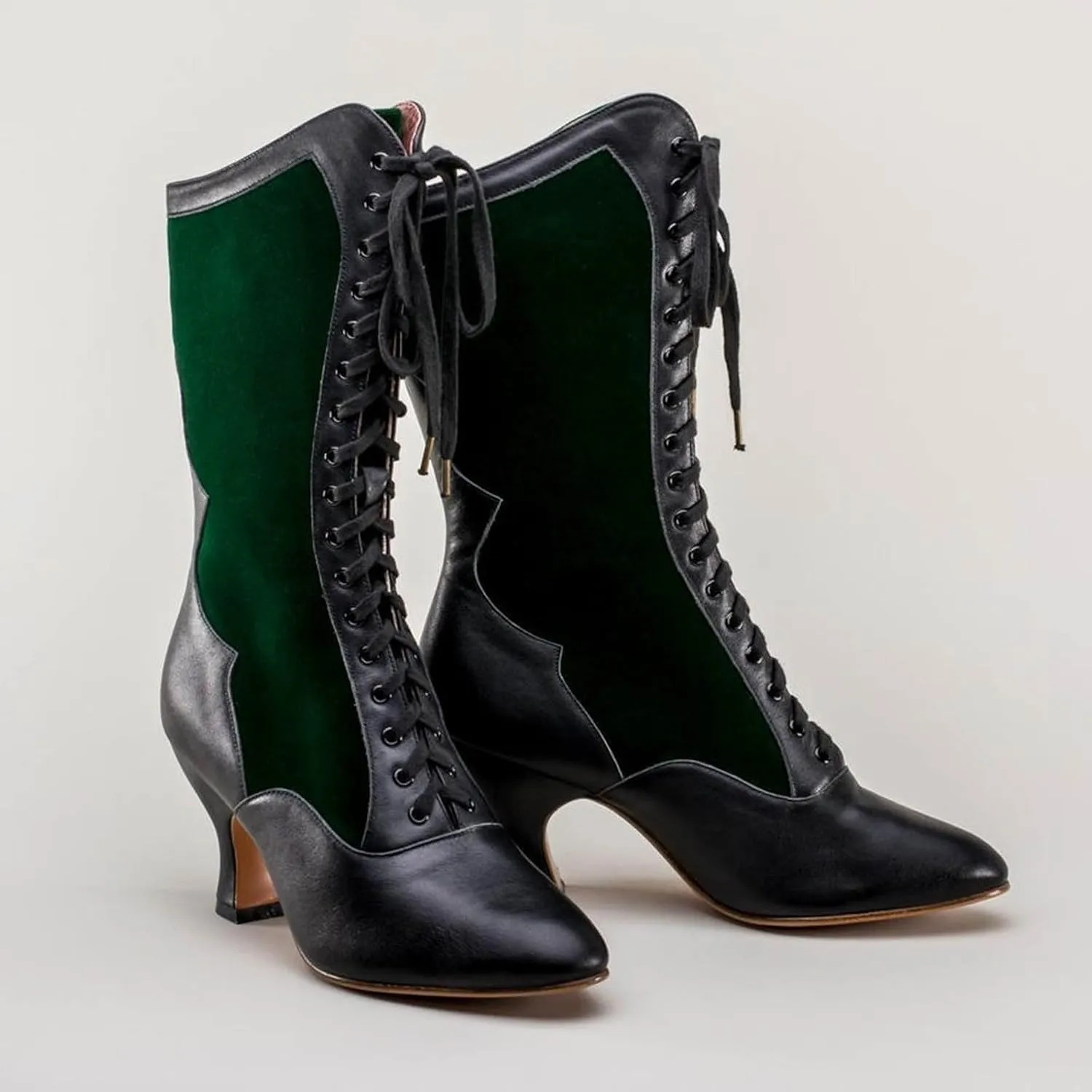 AMDBEL Mid Calf Boots for Women High Heel Fall Boots for Women 2024 Lace Up Sexy High Heel Pointed Toe Boots Winter Shoes