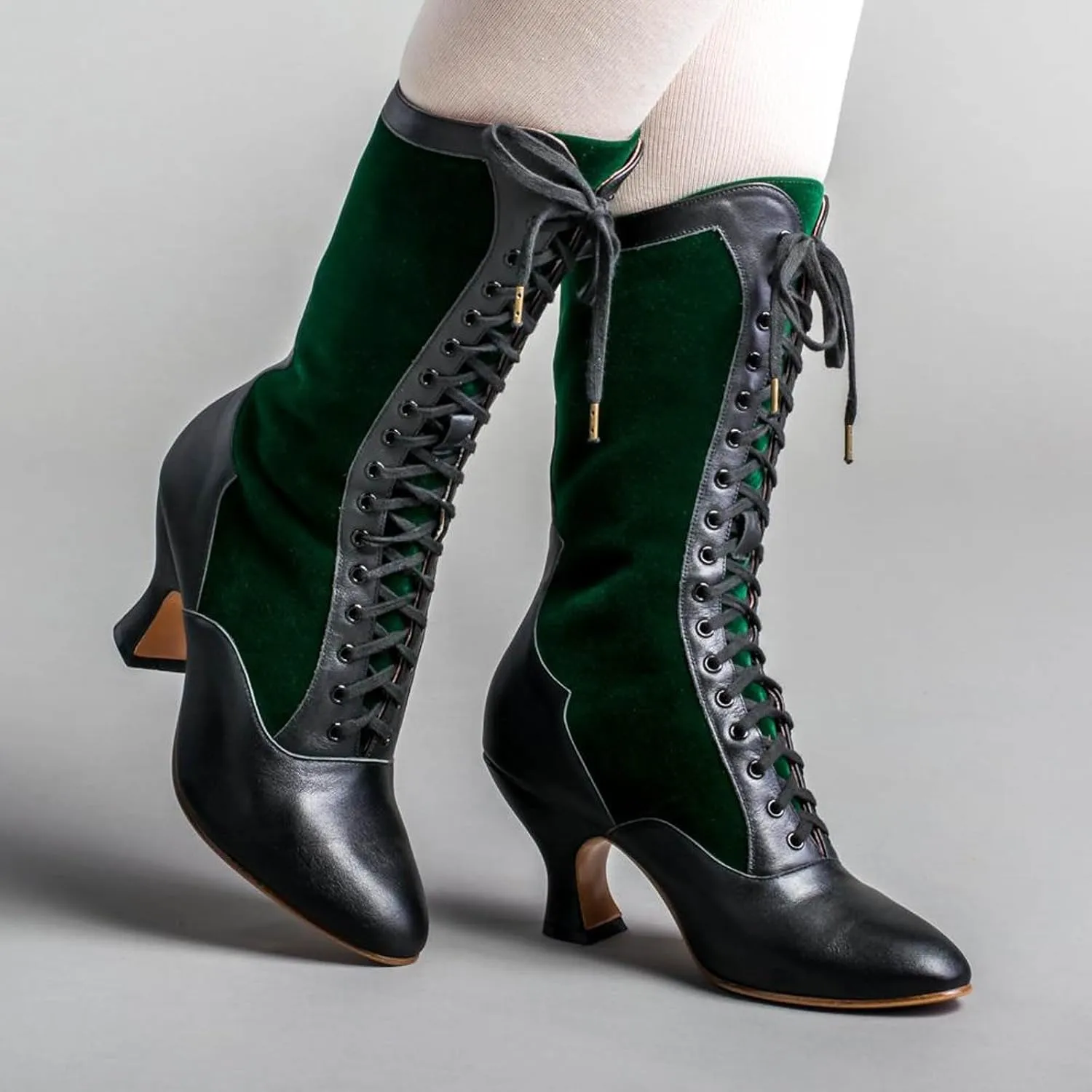 AMDBEL Mid Calf Boots for Women High Heel Fall Boots for Women 2024 Lace Up Sexy High Heel Pointed Toe Boots Winter Shoes