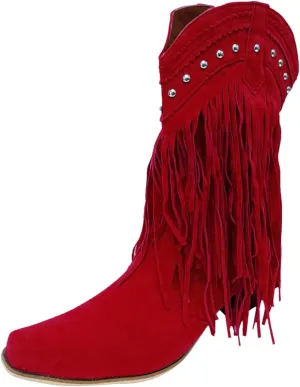AMDBEL Mid Calf Boots for Women Low Heel Fall Boots for Women 2024 Retro Tassel Pointed Toe Cowboy Boots Winter Shoes