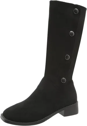 AMDBEL Mid Calf Boots for Women Low Heel Fall Boots for Women 2024 Slip On Riding Knee High Boots Fashion Booties Shoes
