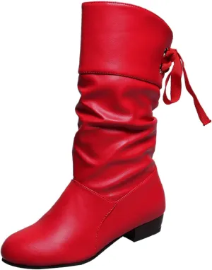 AMDBEL Mid Calf Boots for Women Low Heel Fall Boots for Women 2024 Winter Long Riding Boots Casual Knee High Booties Shoes