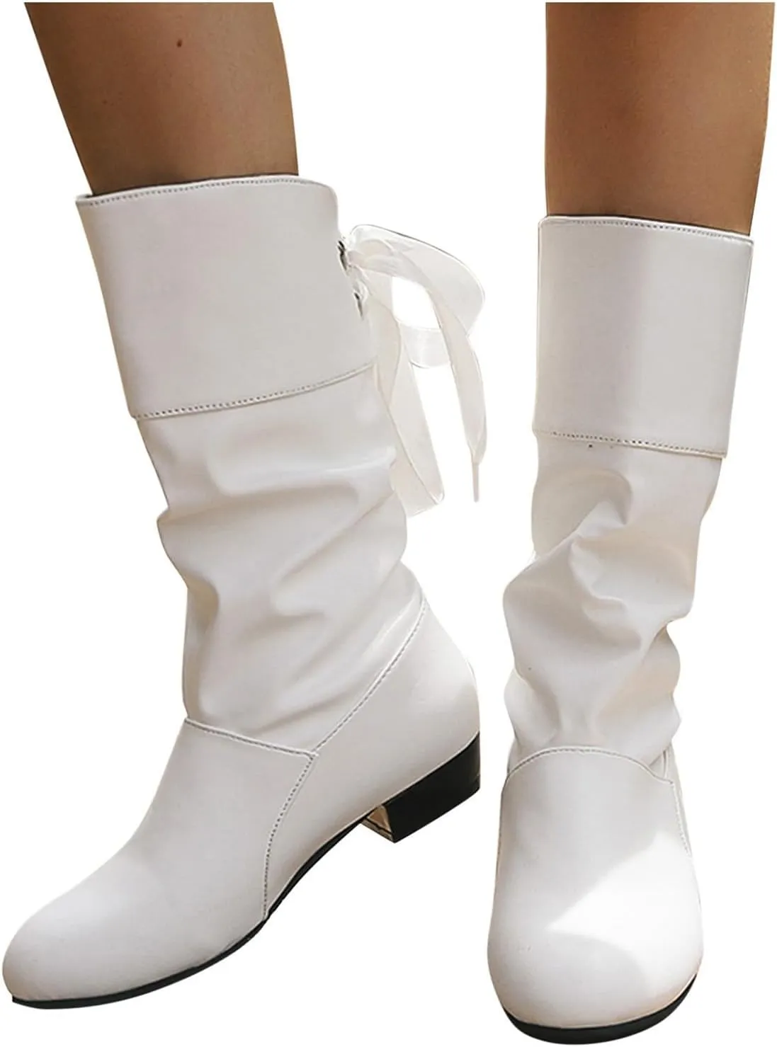 AMDBEL Mid Calf Boots for Women Low Heel Fall Boots for Women 2024 Winter Long Riding Boots Casual Knee High Booties Shoes
