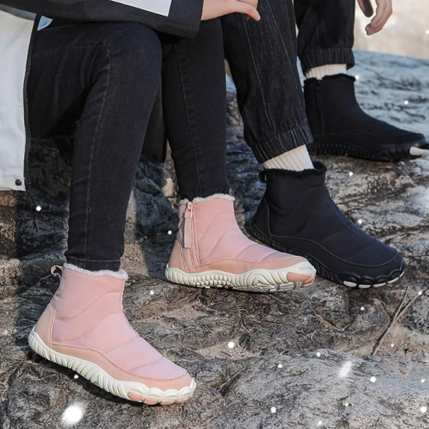 AMDBEL Snow Boots for Women Men Winter Footwear Barefoot Shoes Wide Toe Box Walking Snow Boots Warm Sneakers Shoes