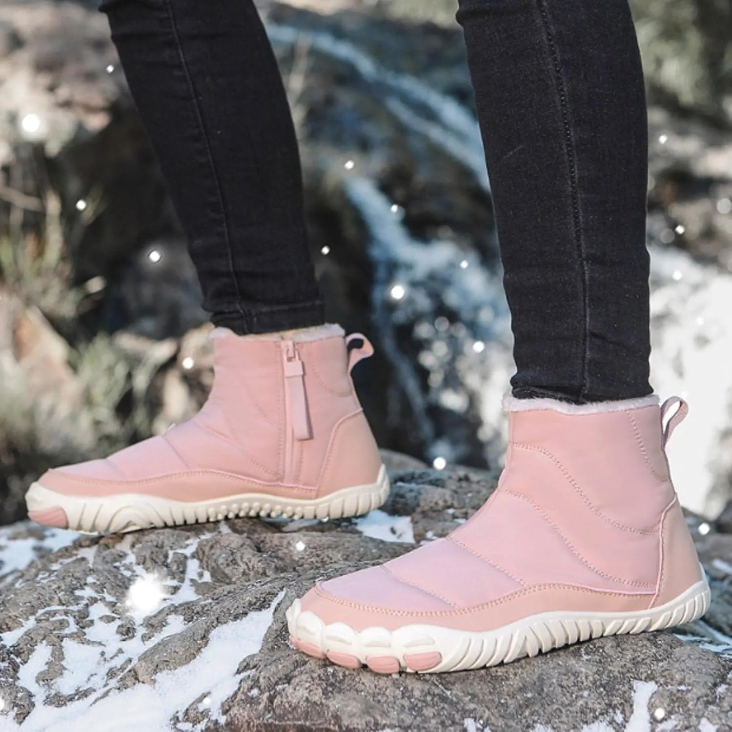 AMDBEL Snow Boots for Women Men Winter Footwear Barefoot Shoes Wide Toe Box Walking Snow Boots Warm Sneakers Shoes