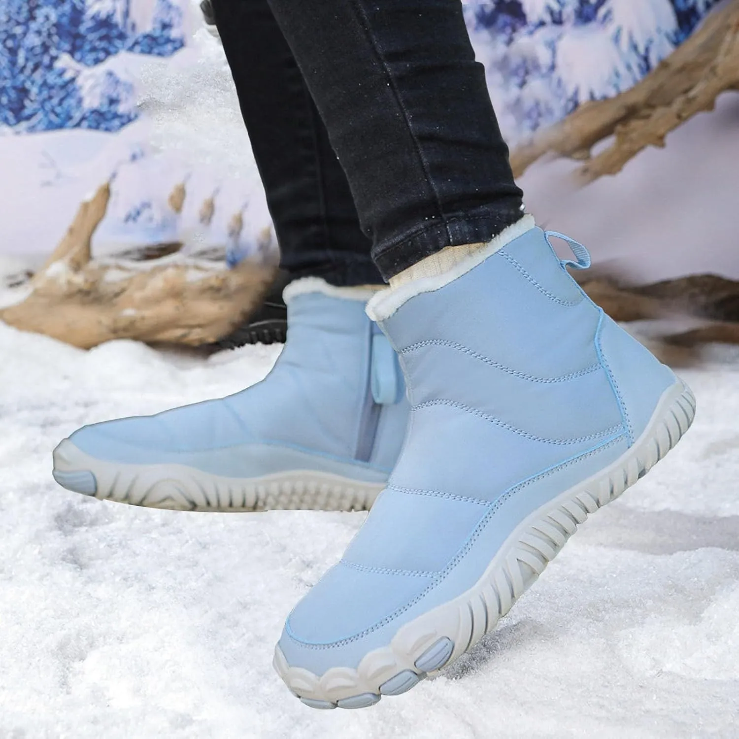 AMDBEL Snow Boots for Women Men Winter Footwear Barefoot Shoes Wide Toe Box Walking Snow Boots Warm Sneakers Shoes