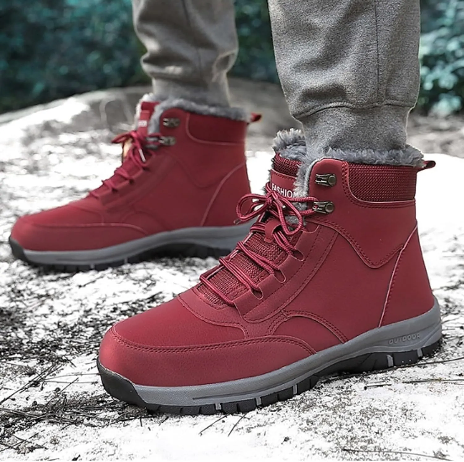 AMDBEL Snow Boots for Women Men Winter Warm Fur lined Boots Anti-Slip Comfortable Ankle Boots Cold Weather Boots Sneakers