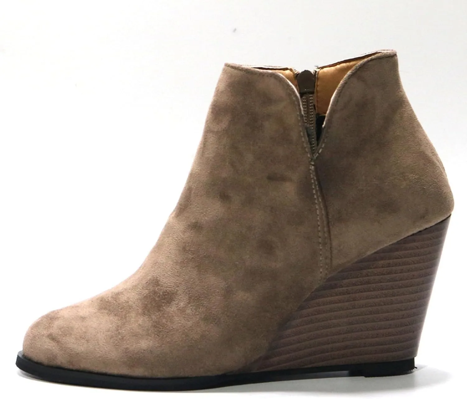 AMDBEL Wedge Boots for Women Ankle Booties,Women's Ankle Boots Suede Side Zipper Ankle Boots Thick Heel Round Toe Boots Shoes