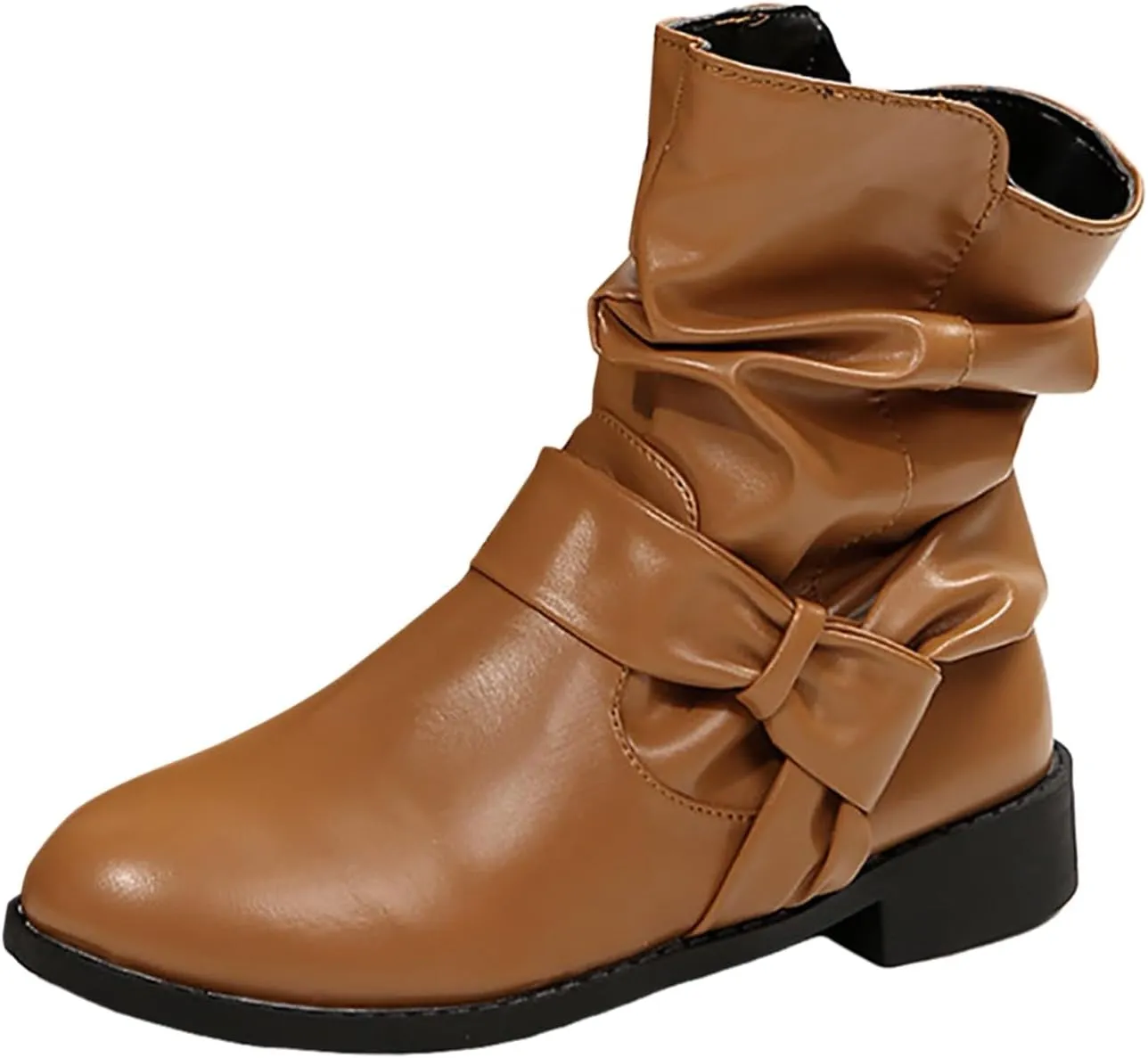 AMDBEL Wide Calf Boots for Women Low Heel Womens Fall Boots 2024 Comfortable Zipper Ankle Boots Fashion Booties Shoes