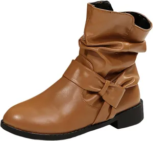 AMDBEL Wide Calf Boots for Women Low Heel Womens Fall Boots 2024 Comfortable Zipper Ankle Boots Fashion Booties Shoes