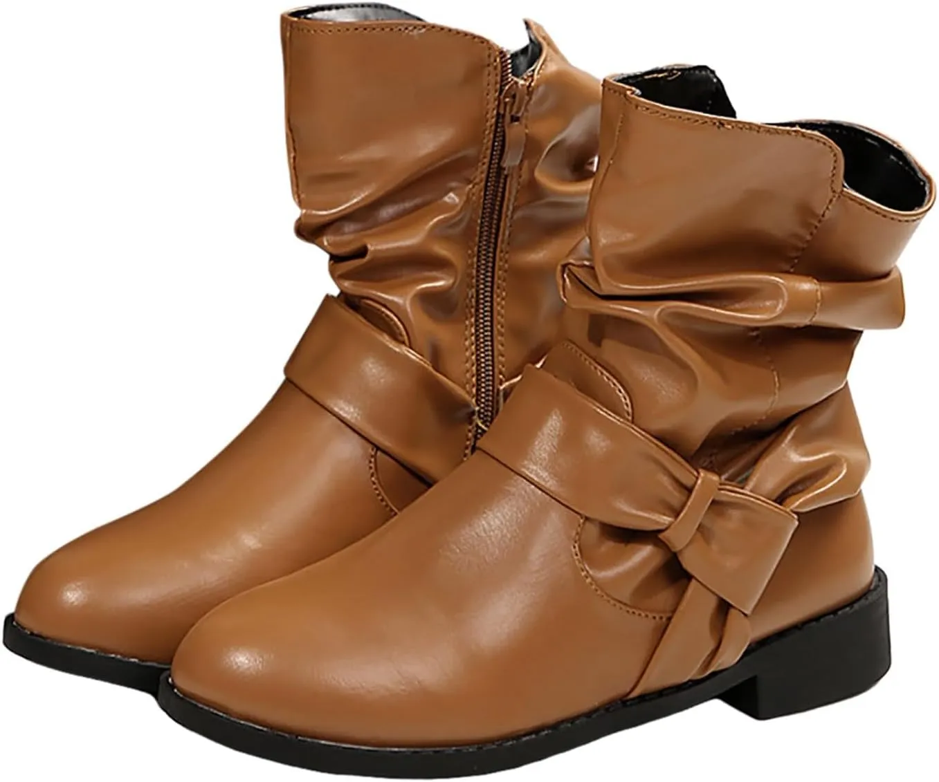 AMDBEL Wide Calf Boots for Women Low Heel Womens Fall Boots 2024 Comfortable Zipper Ankle Boots Fashion Booties Shoes