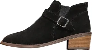 AMDBEL Winter Boots for Women 2024 Ankle Booties Low Chunky Stacked Heel Round Toe Booties Fashion Casual Fall Winter Shoes