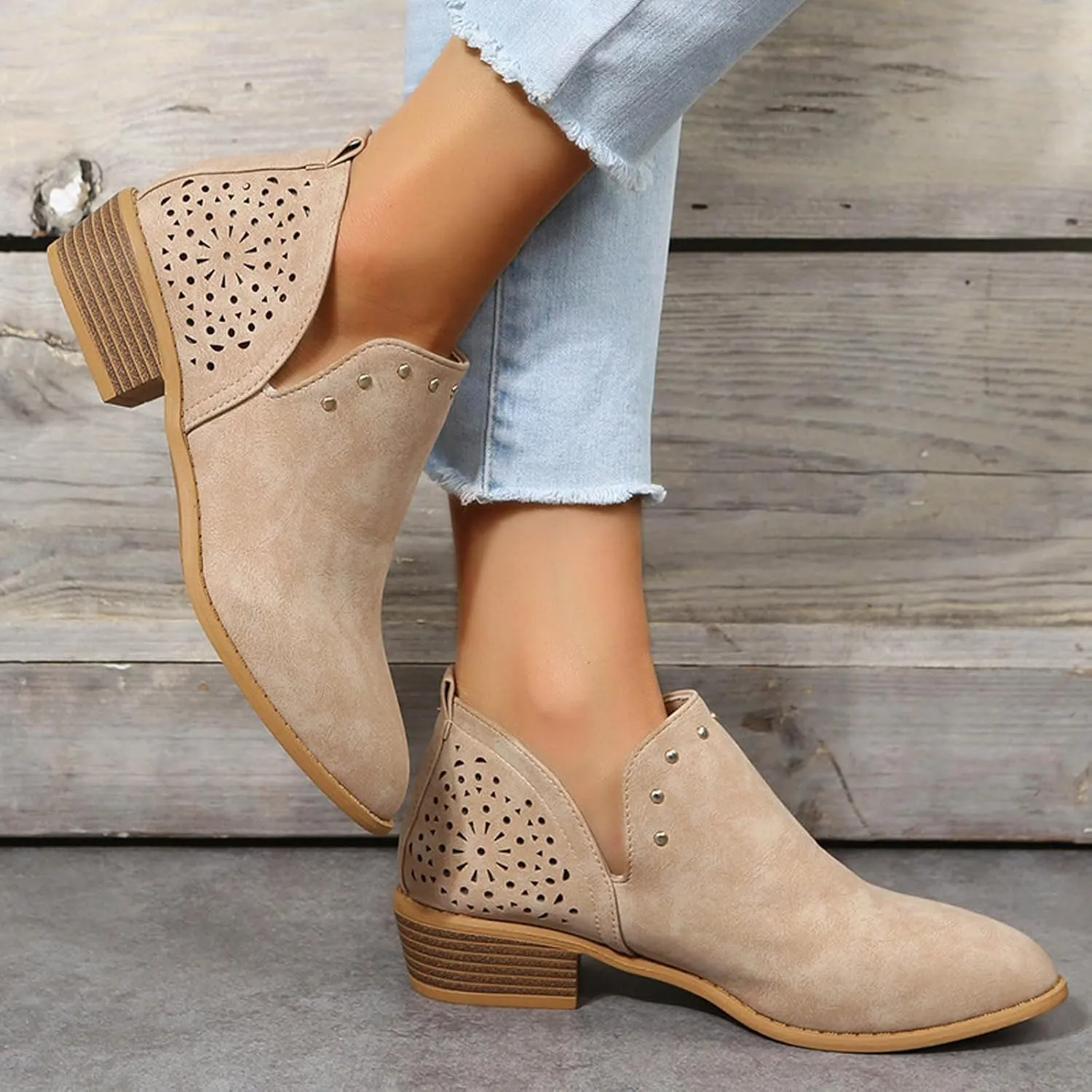 AMDBEL Winter Boots for Women 2024 Ankle Booties Low Heel Chelsea Boots Side Zipper Pointd Toe Fall Winter Short Boots Shoes
