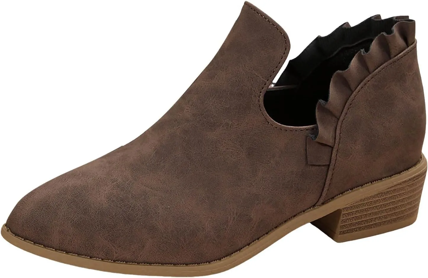 AMDBEL Winter Boots for Women 2024 Ankle Booties Low Heel Short Boots V Cut Chelsea Boots Pointd Toe Fall Winter Dressy Shoes
