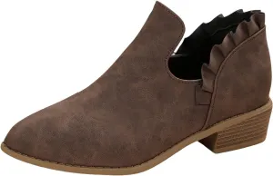 AMDBEL Winter Boots for Women 2024 Ankle Booties Low Heel Short Boots V Cut Chelsea Boots Pointd Toe Fall Winter Dressy Shoes