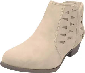 AMDBEL Winter Boots for Women 2024 Ankle Boots Low Heel Round Toe Hollow Out Boots Casual Ladies Walking Booties