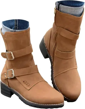 AMDBEL Winter Boots for Women 2024 Ankle Boots Low Heel Slip On Boots Round Toe Ladies Party Short Booties Shoes