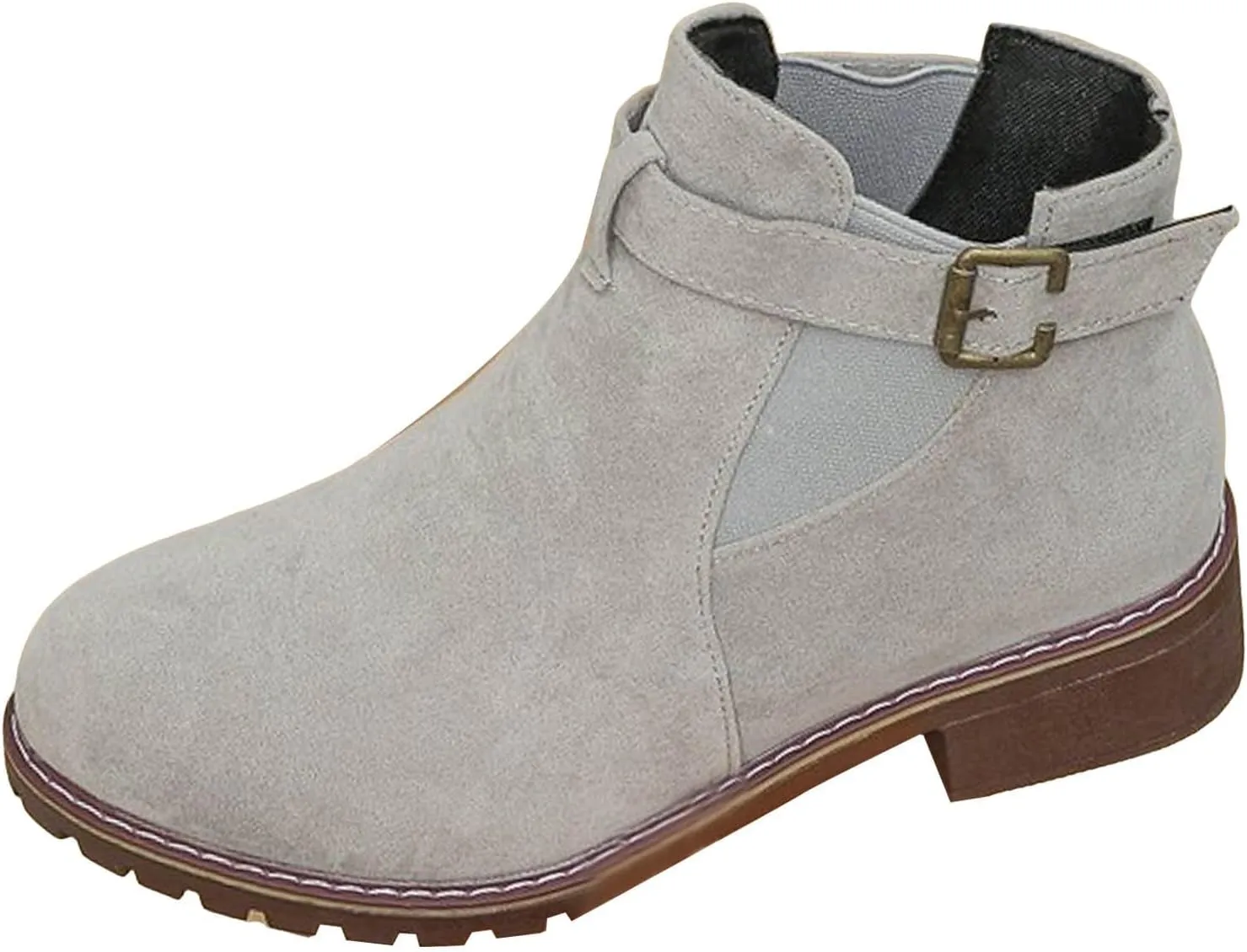 AMDBEL Winter Boots for Women 2024 Ankle Boots Low Thick Heel Comfortable Round Toe Suede Short Boots Winter Shoes