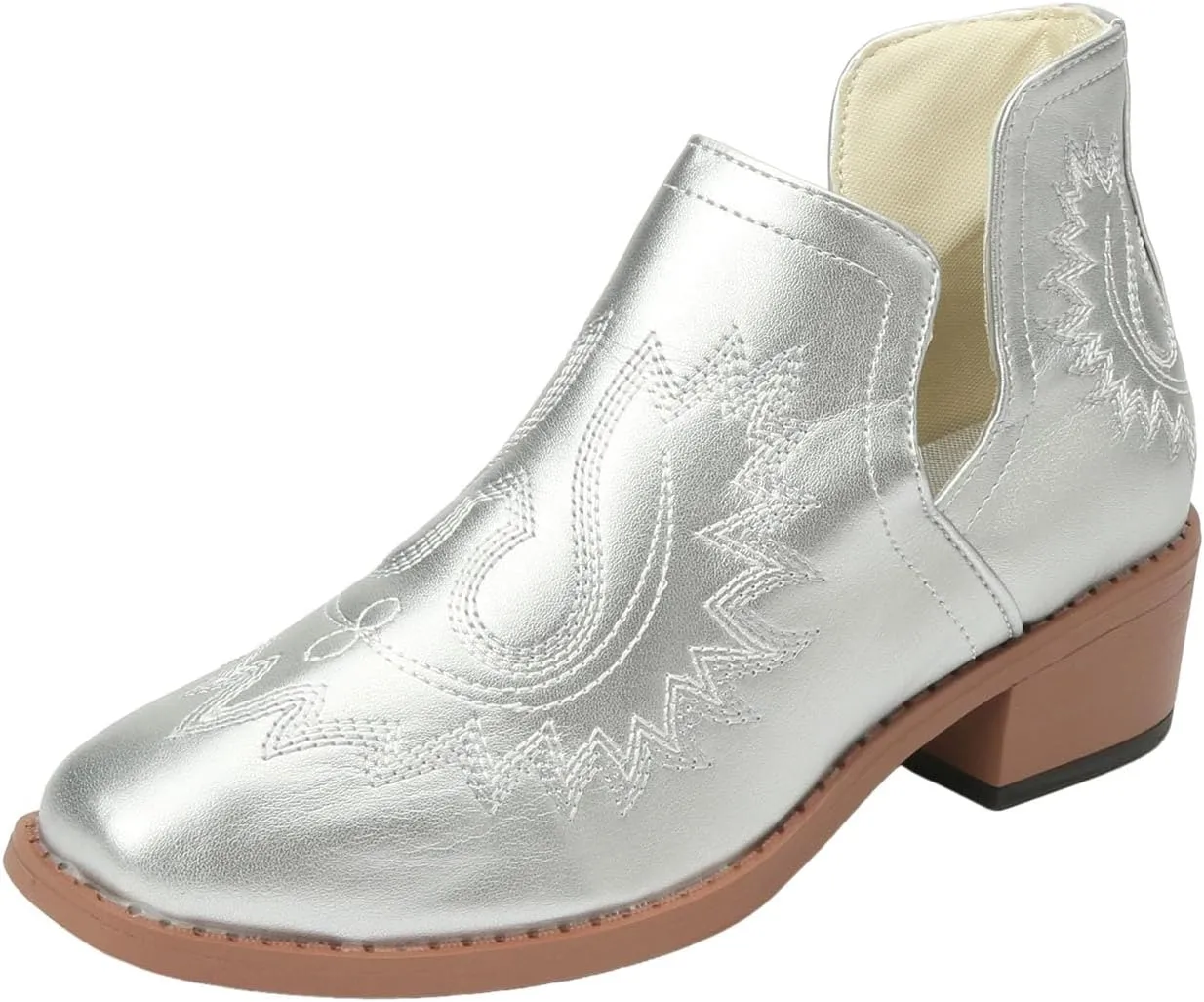 AMDBEL Winter Boots for Women 2024 Ankle Boots Slip On Low Heel Stylish Western Short Boots Fall Winter Shoes